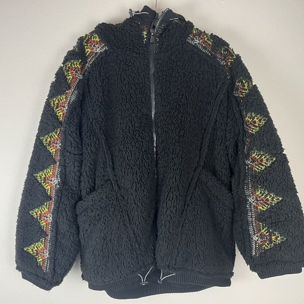 Free People Movement Lodge Livin Jacket Faux Fur Hood Embroidery